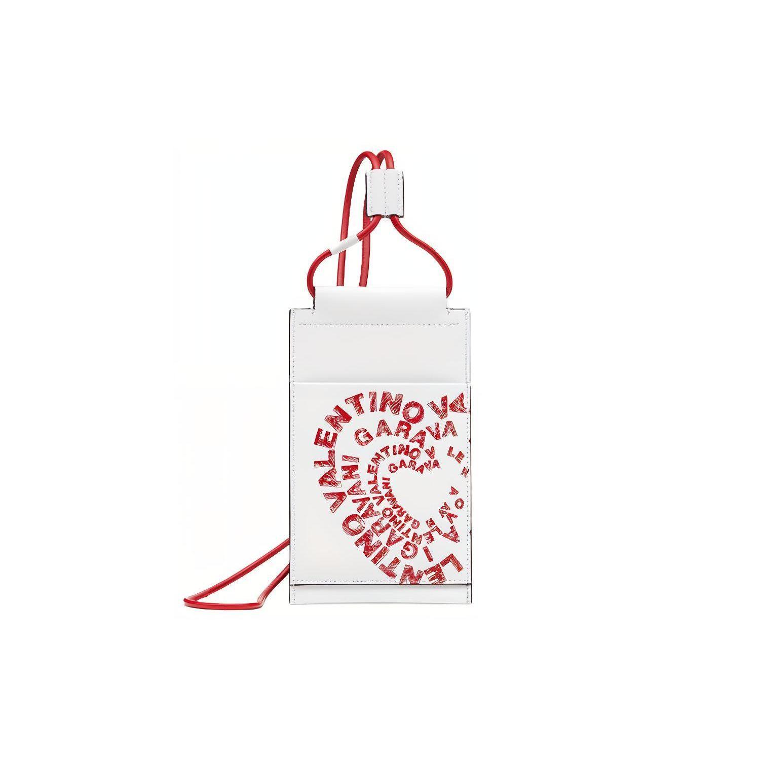 Valentino Garavani Amore Print Neck Strap Phone Bag Men phone bag White WY2P0-T13TSZ-CG9 Basic Set (Bag+Dust Bag)