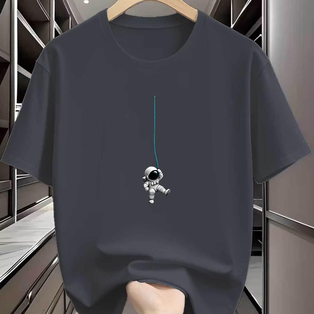 Unisexs RoundNeck ShortSleeved Printed Shirt With Astronaut Pattern QuickDrying And Breathable Large Size TShirt
