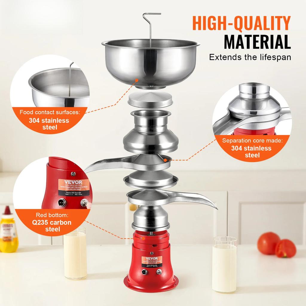 10500RPM Multifunctional Milk Cream Centrifugal Separator 304 Stainless Steel Electric Cream Separators Milk Skimmer