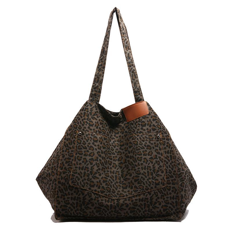 European & American Retro Leopard Print Shoulder Bag - Large Capacity, Stylish Mommy Tote