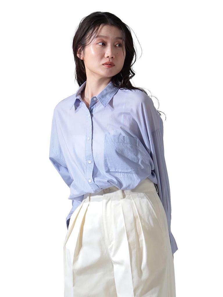 Shirts and Blouses KHADI Over Short Shirt SAX ONE SIZE [Demi-Luxe Beams] L/S Women's