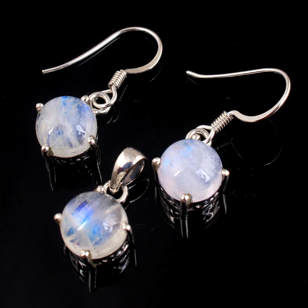 Moonstone Handmade Pendant Earring Set 100% 925 Sterling Silver Women Jewelry June Birthstone Jewelry