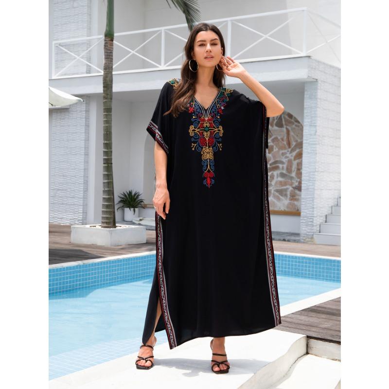 

Женская мода лето весна цветочный узор принт рукава 1/2 V-образный вырез свободная талия повседневные платья Size: One Size