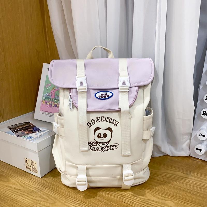 Color Block Backpack Student Schoolbag Women's Large Capacity Backpack