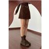 Plus Size Coffee Suede High-Waisted A-Line Skirt for Women - Chubby to Fat Girls Midi Skirt for Autumn/Winter