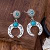 Retro Bohemian Western-Style Horseshoe Turquoise Dangle Earrings