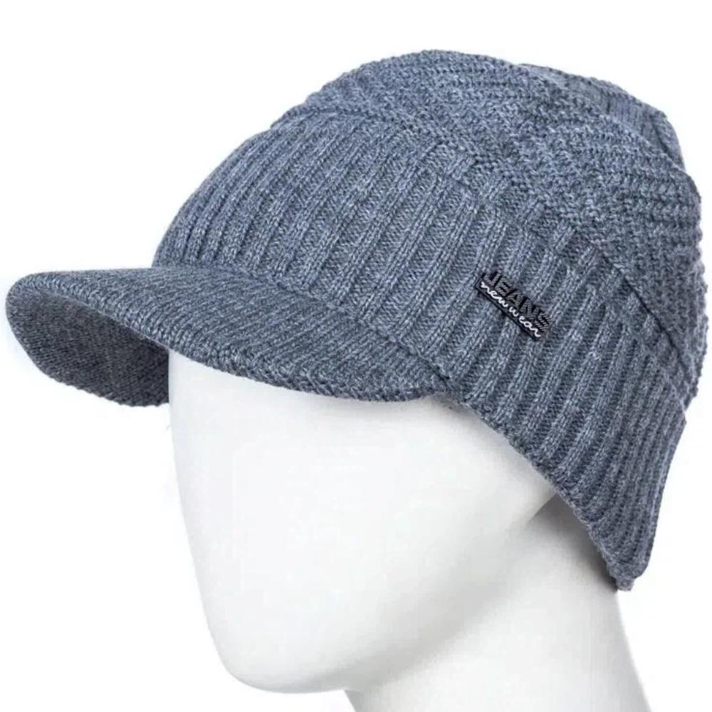 Hot Sale Unisex Warm Winter Hats Plush Fur Lined Warm Cap With Brim Outdoor Knitted Hats For Men & Women