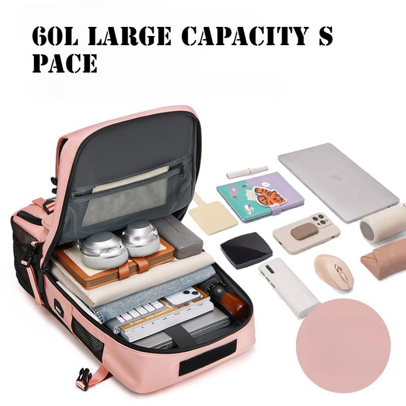 60L Large Capacity Travel Shoulder Bag Female Multifunctional Luggage Bag Handheld Crossbody Wash Bag Men's Backpacks