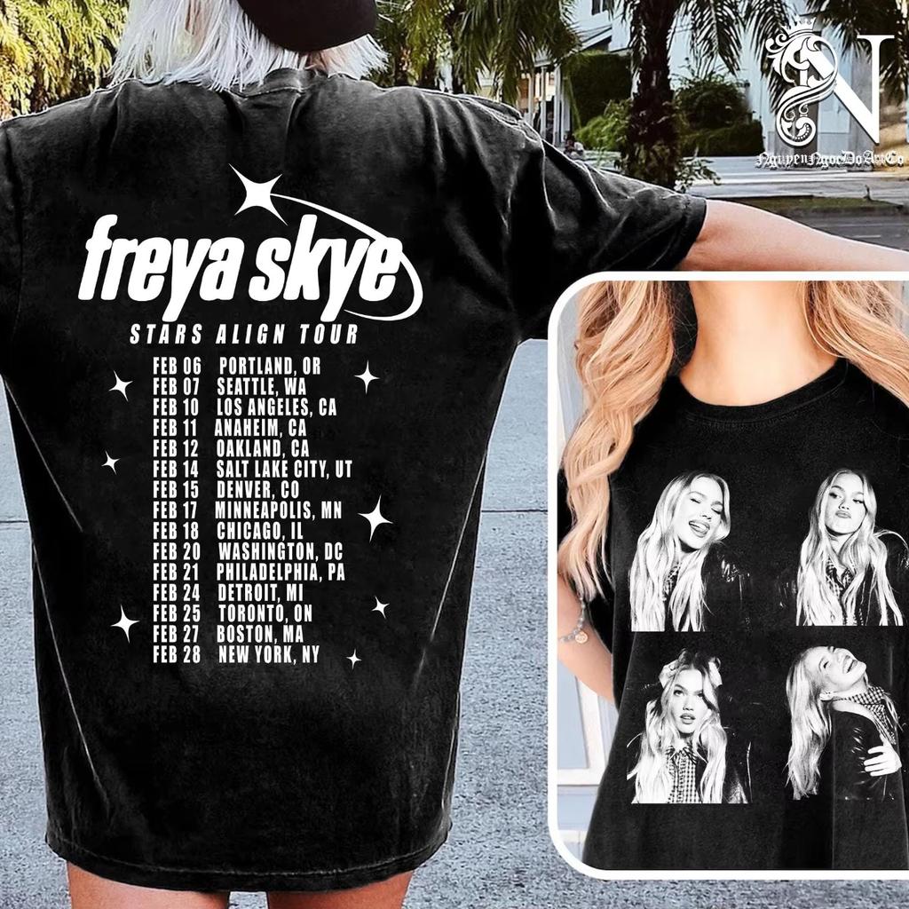 Nadměrné tričko s potiskem Freya Skye Tričko z tour Descendants World War Z Bavlna Streetwear Y2k Pánské Koncertní tričko Descendants Tričko na hudební festival