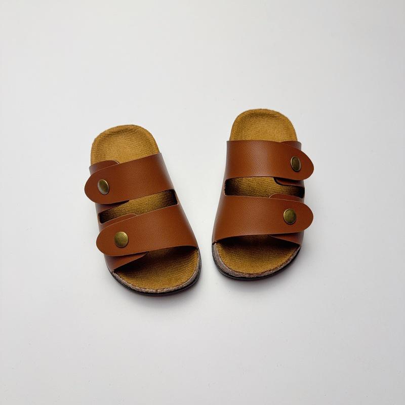 Trendy Non-Slip Leather Sandals for Boys & Girls: Stylish Korean Beachwear for Indoor & Outdoor Summer Fun