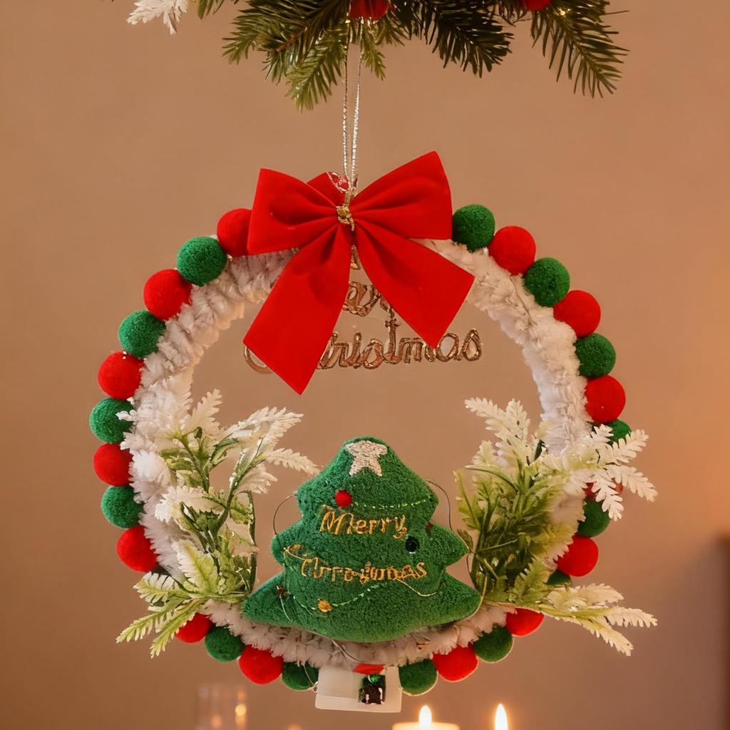 DIY Christmas Wreath Kit Handmade Crafting Set With LED Light Festive Farmhouse Wreath For Art Teachers Family Activities