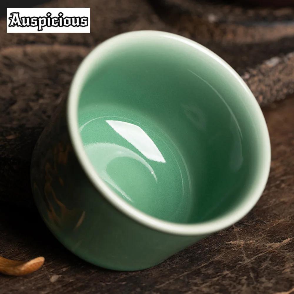 150ML Handmade Longquan Celadon Teacup Traditional Lion Awakening Master Cup Beautiful Smelling Cup Jianzhan Tea Set Collection