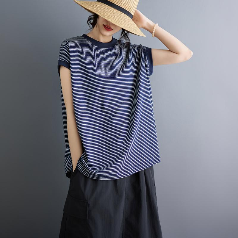 DIMANAF 2026 Summer Women Plus Size New Blouse Shirt Vintage Short Sleeve Cotton Casual Loose Lady Tops Tees