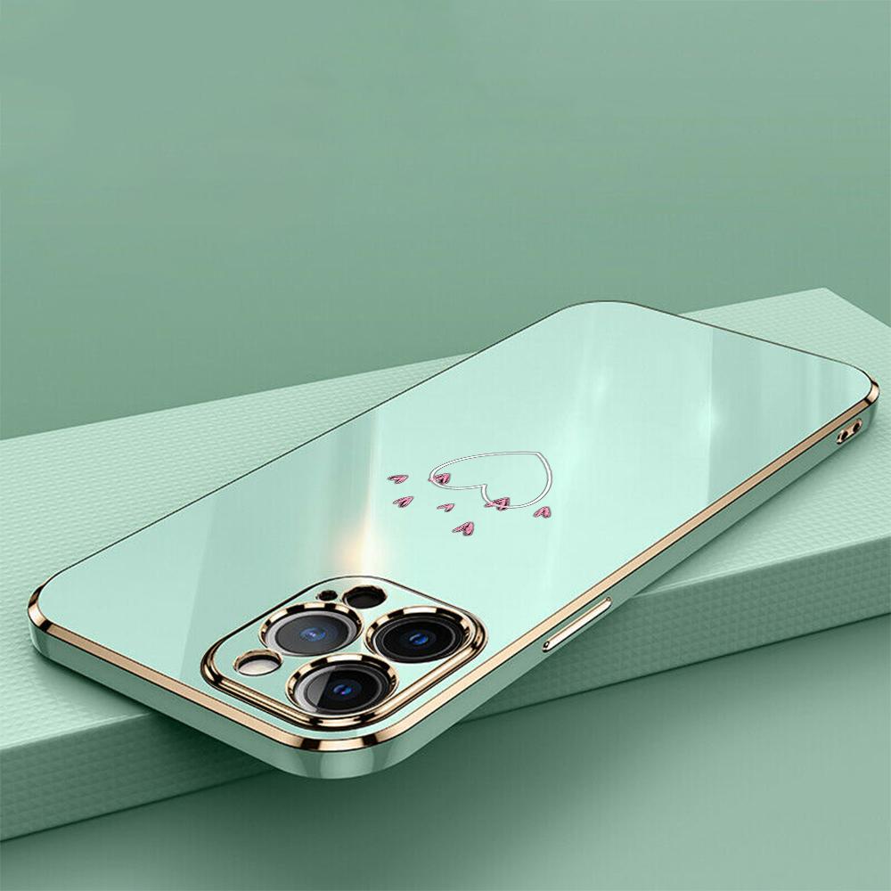 N83 Heart and Leaf Art Plating Edge Soft TPU Phone Cases for Samsung A54 A13 A14 S24 Plus S23 Ultra S20 S21 FE A55 A05 A52s Shockproof Cover