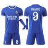 Real Madrid Mbappe Kids Soccer Jersey Blue Youth Training Shirt Breathable Quick-Dry Sports Apparel