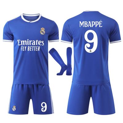 Maglia da Calcio Real Madrid Mbappe Bambini Blu Maglia da Allenamento Giovanile Traspirante Asciugatura Rapida Abbigliamento Sportivo