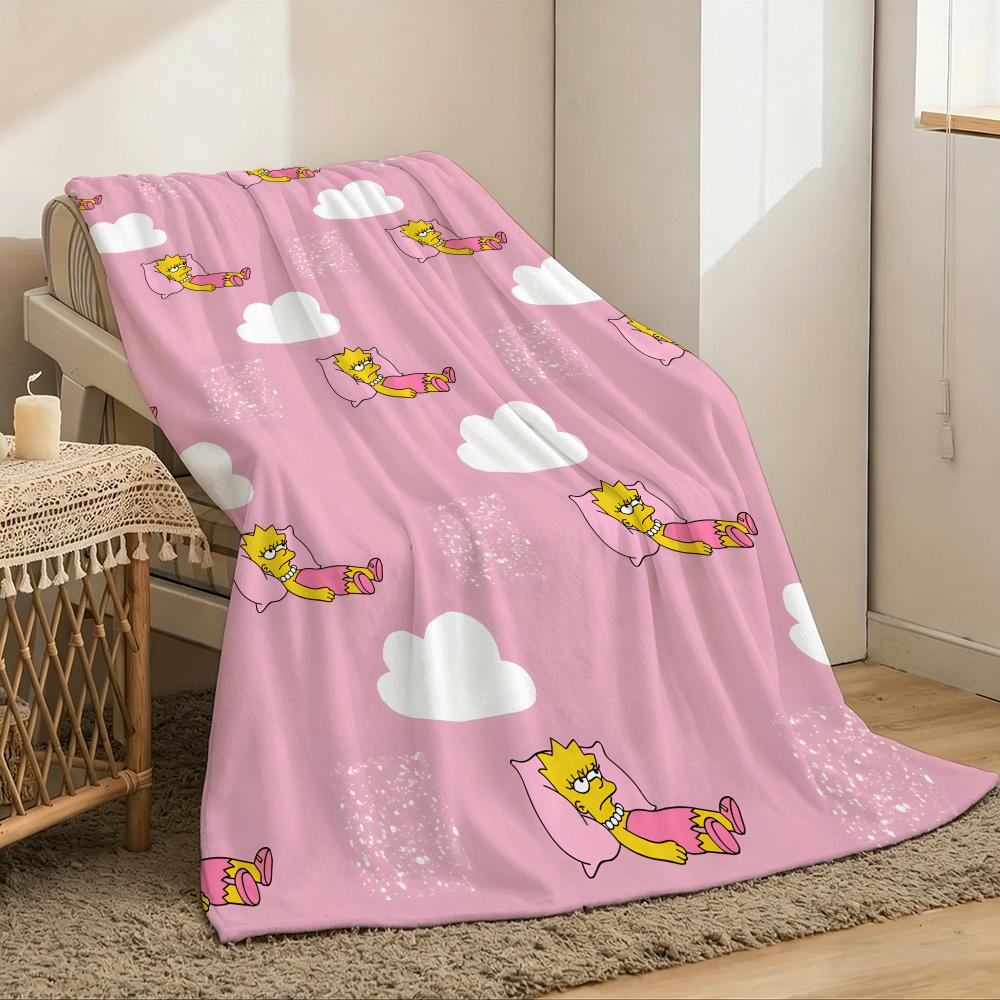 The Simpsons Throw Lightweight 240g Flannel Blanket Soft Skin-friendly for Summer Cooling