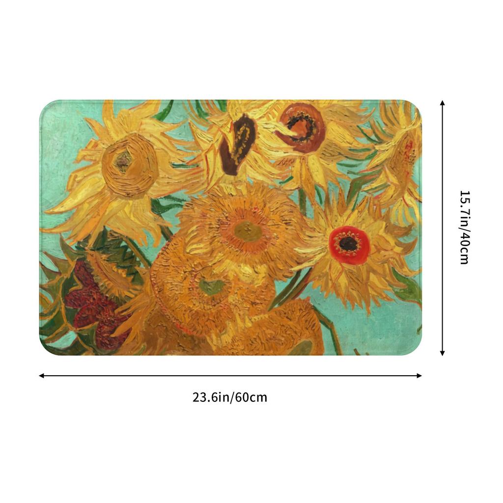 Vincent Van Gogh Twelve Sunflowers In A Vase Mask Doormat Mat Anti-Slip Art Flowers Bathroom Kitchen Bedroom Rug Carpet 40*60cm