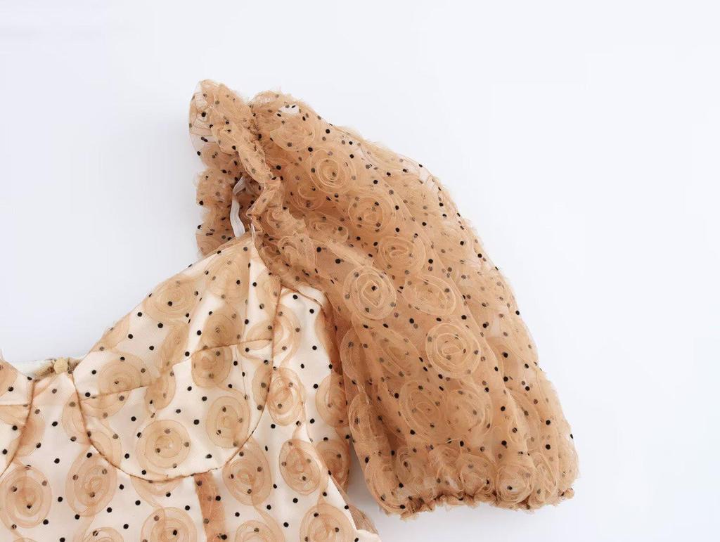 2025 Spring Women's European & American French Retro Puff Sleeve Dress