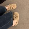 Fashion Women Furry Flats Shoes Fashion Butterfly-knot Slip on Shoes Warm Cartoon House Shoes for Winter