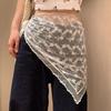 Style Korean Stacked White Lace Triangular Scarf With Fart Curtain For Women New Style Atmosphere Tied Headband Slimming Skirt