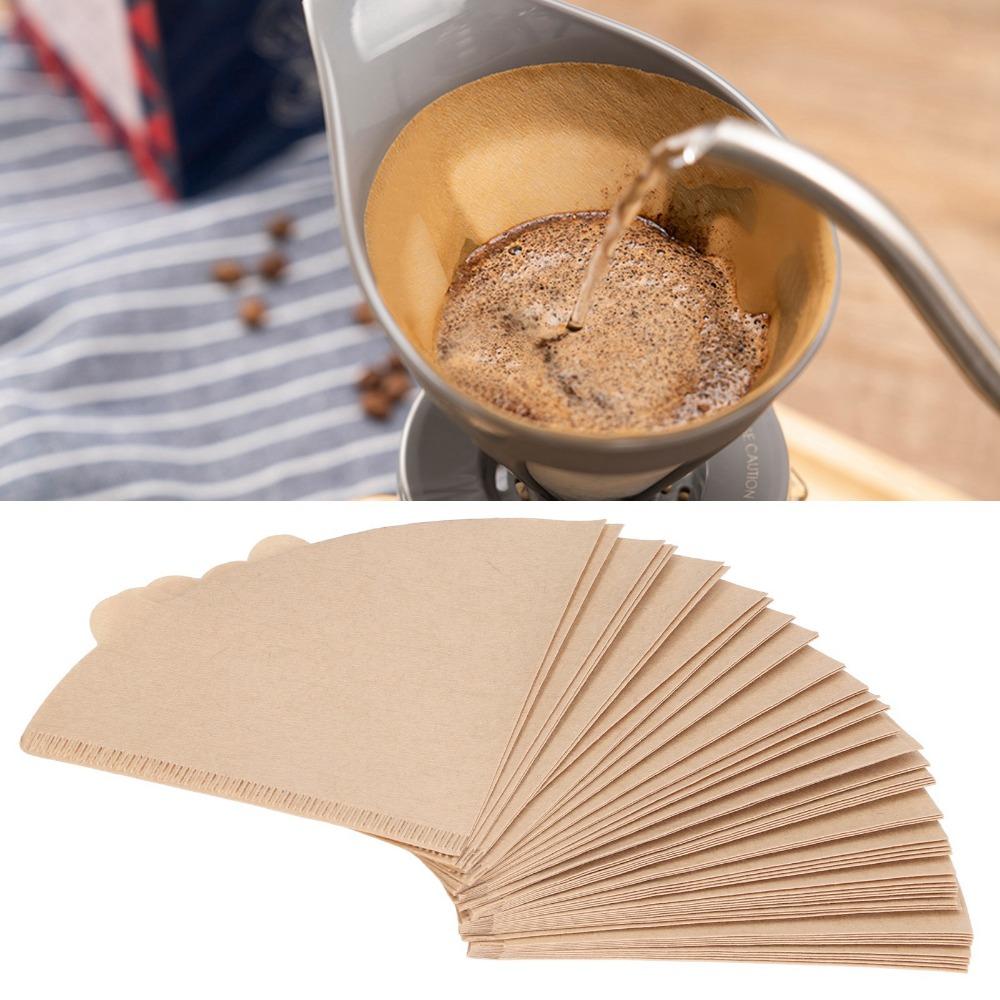 100 Pcs Set Unbleached Coffee Filter Cone No Chemical Coffee Drip Paper Coffee Brewing