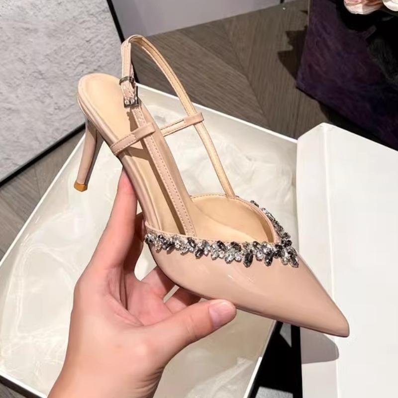 Fashion Xia New Fashion Pointed Toe Shallow Mouth High Heels Women's Stiletto Patent Leather Rhinestone Temperament Single Shoes