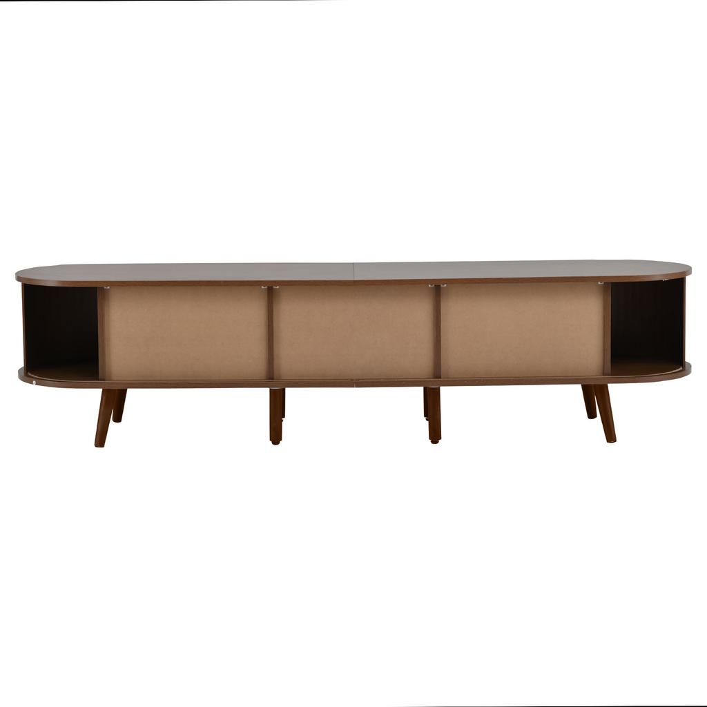 170 x 40 x 42 cm Szafka RTV do salonu z miejscem do przechowywania + Okrągły blat, Drewno MDF z wzorem słojów, 2 szuflady, Drzwi teleskopowe, Orzech, Odpowiednia dla 75 cali