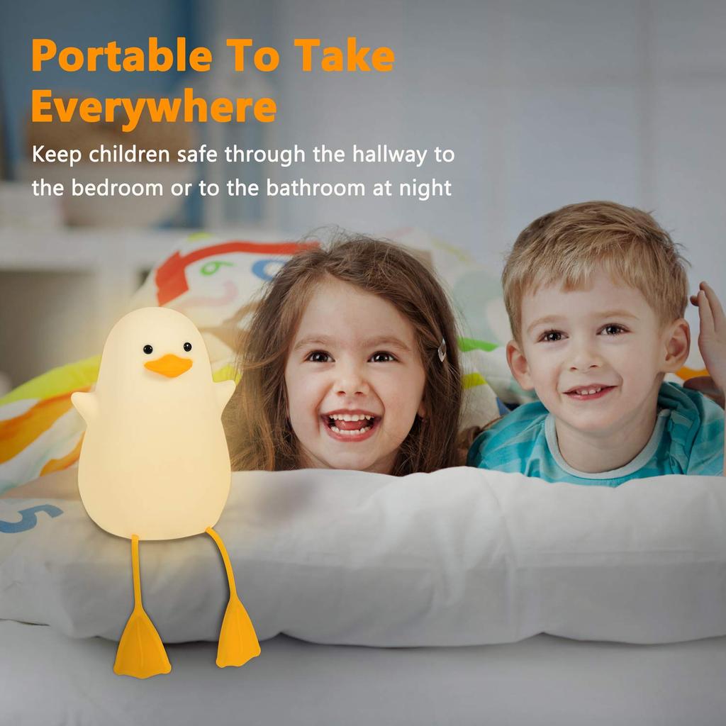 FULLOSUN Duck LED Night Light, Bedside Lamp, Nursing Light, Timer Setting, Cute Dimmable, PuniPuni Table Lamp, Night Light, Gift for Bedside, USB