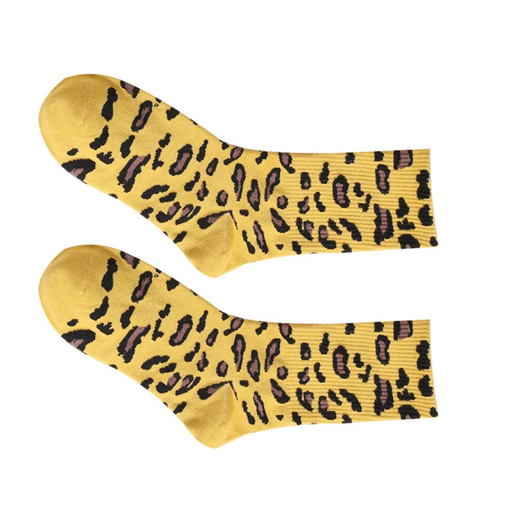 Autumn Winter Personality Female Socks Cotton Leopard Print Neutral Color Socks
