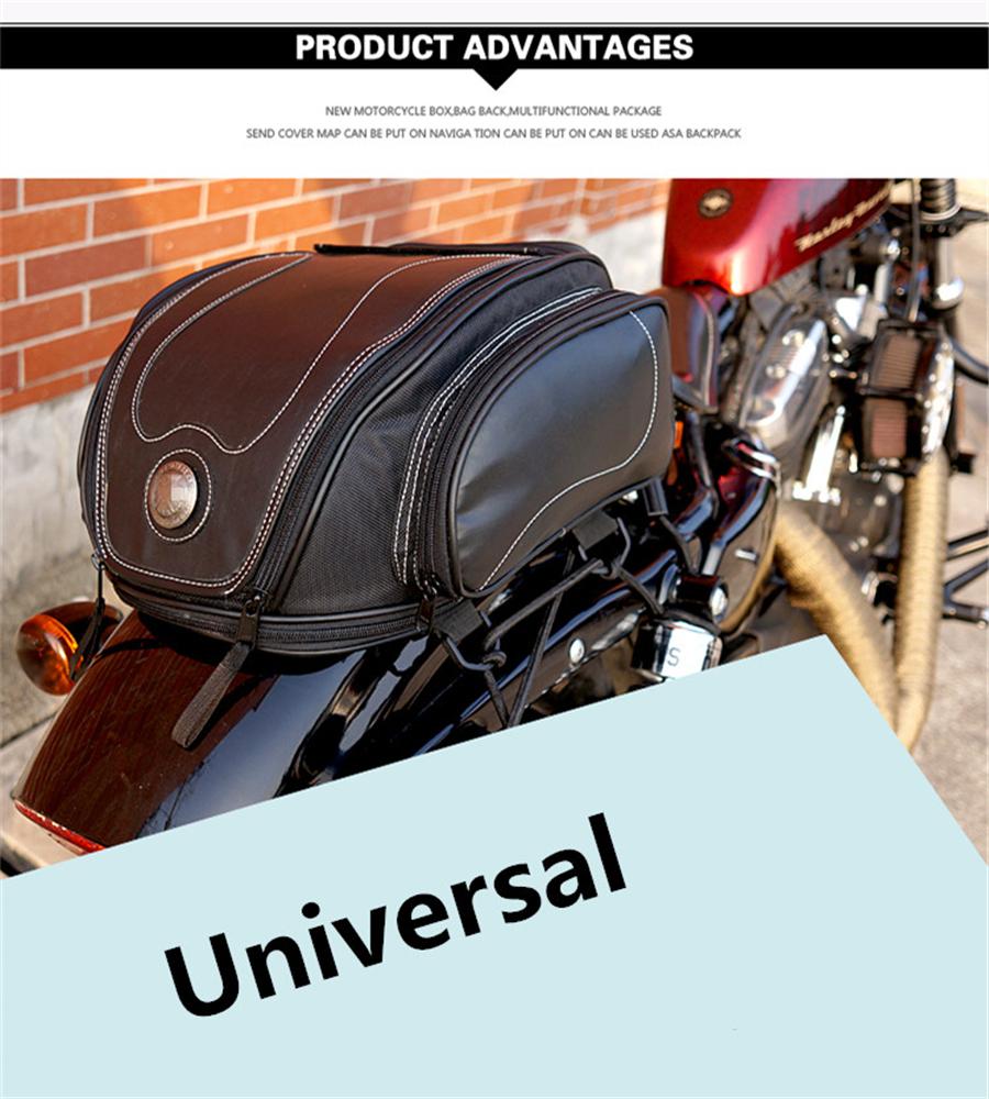 Waterproof Fiber Leather Motorcycle Top Case Rear Back Seat Travel Bag Universal