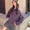 Women's Purple Gypsophila Stand-up Collar Jacket, Autumn 2025 Style, Romantic & Petite.