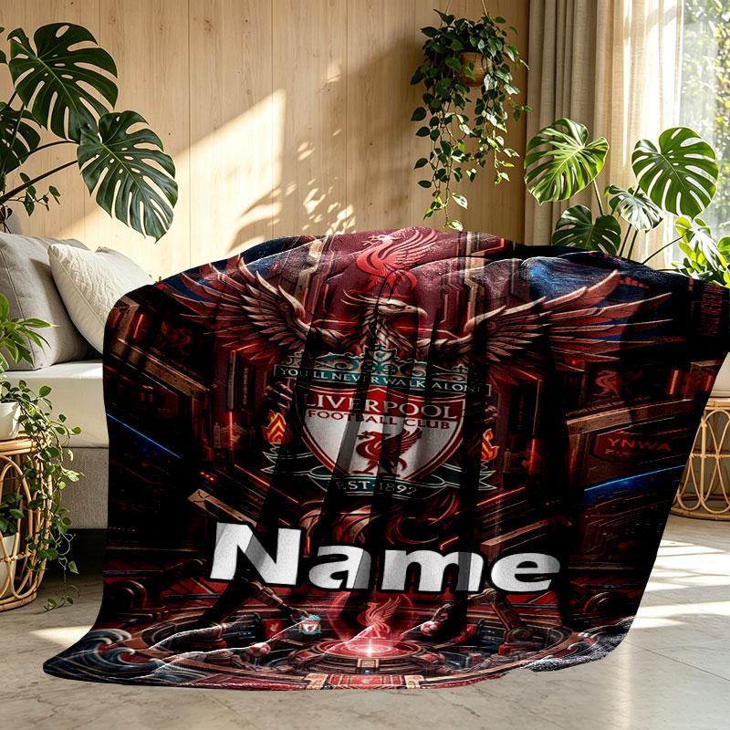 Custom Name Personalized Liverpool FC Print Blanket, Home Decor, Bedroom, Sofa, Camping, Couch, Gifts for Birthday Christmas