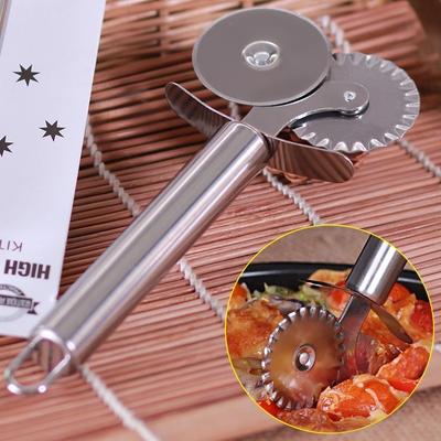 New 1 Pcs Double Roll Pizza Stainless Steel Knife Pasta Cutter Pasta Pasta Round  Lace Pizza