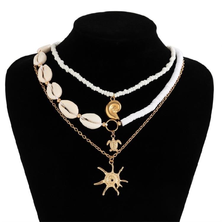 Set of 3pcs Ocean Charm Necklaces Girls Pendant Clavicle Chain with Delicate Beads And Unique Details for Stylish Women