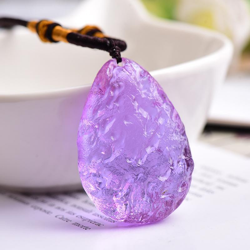 

Czech meteorite lucky stone pendant necklace cotton rope pendant jewelry accessory