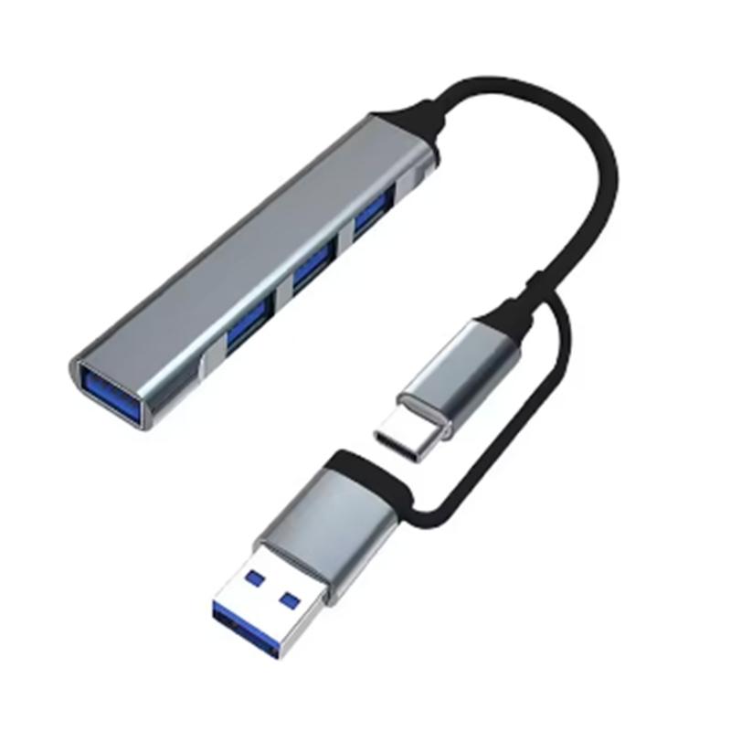

Multiple Port Aluminum USB C Hub Splitter With USB 3.0 High Speeded Transfer Compact Size Fit for Charging Data Syncing 1 серый