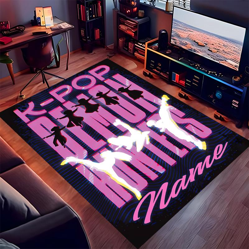 Custom Personalization Kpop Demon Hunters Print Area Rug - Soft, Washable Non-Slip Indoor Mat,Living Room,Home&Office Decorative Rug