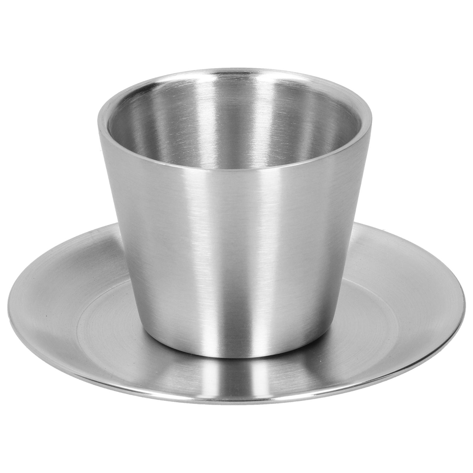 

Stainless Steel Coffee Cup Set Double Walled Coffee Mug with Saucer Tea Mug Drinkware