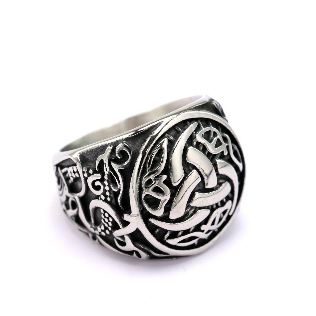 

Vintage Solid Stainless Steel Men Ring Viking Celtic Knot Band Durable Stylish Jewelry Gift No. 9