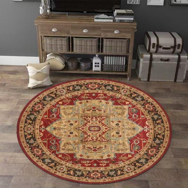 

Carpet Living Room Bohemian Round Non-slip Carpet Stain Resistant Easy Care Decorative Carpet Household Crystal Velvet Carpet 60 * 60Cm (crystal velvet)