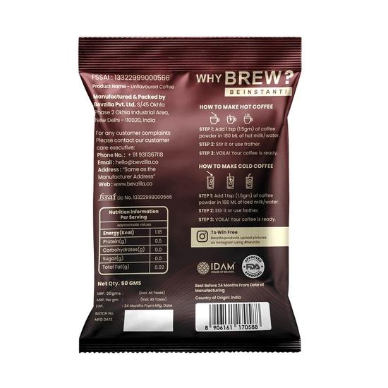 Bevzilla 400 Grams (50 Gm X 8 Bags) Premium Classic Strong Coffee Powder | Make 50 Cups| Best for Espresso, Latte