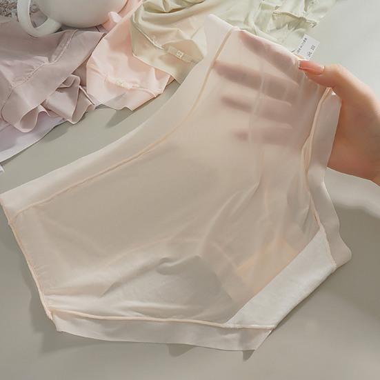 Women's Ultra Thin Ice Silk Underwear Mid-Rise Seamless Transparent Panties See Through Invisible Briefs