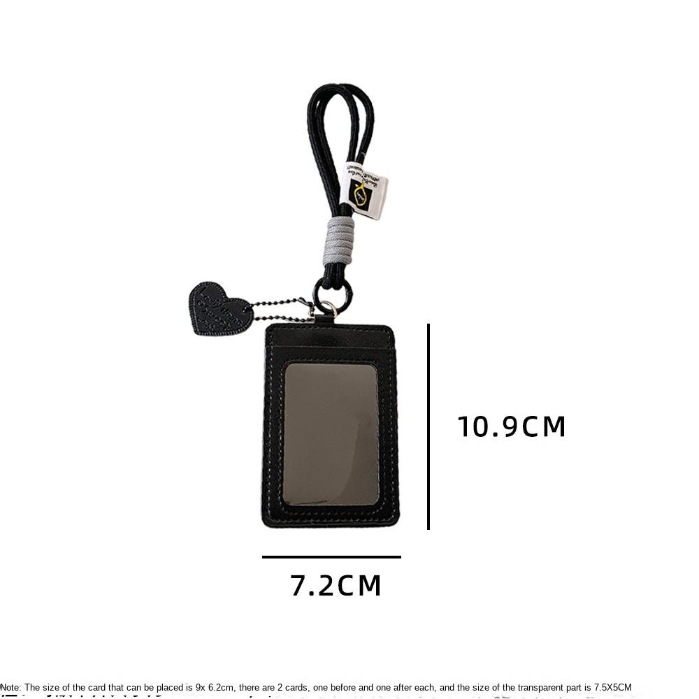 Creative PU Leather Card Holder Korean Double Card Slot Card Holder with Lanyard Kawaii Idol Photos Protective Cover