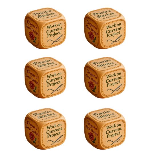 1/2/3/5/6/8Pcs Wooden Quilter Dice with 6 Engraved Quilting Tasks Solid Wood Quilting Embroidery Knitting Projects Baking Drinking Decision Dice Tools