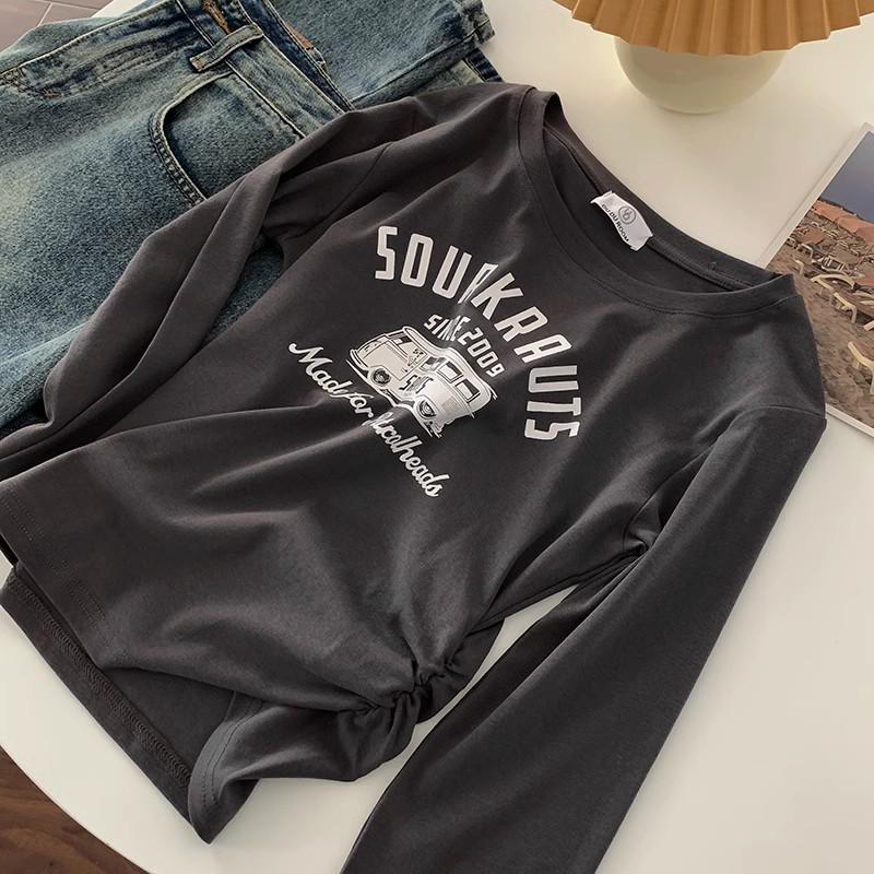 Women's Sweet & Spicy Long-Sleeve Chic T-Shirt - Slimming Spring/Autumn Design