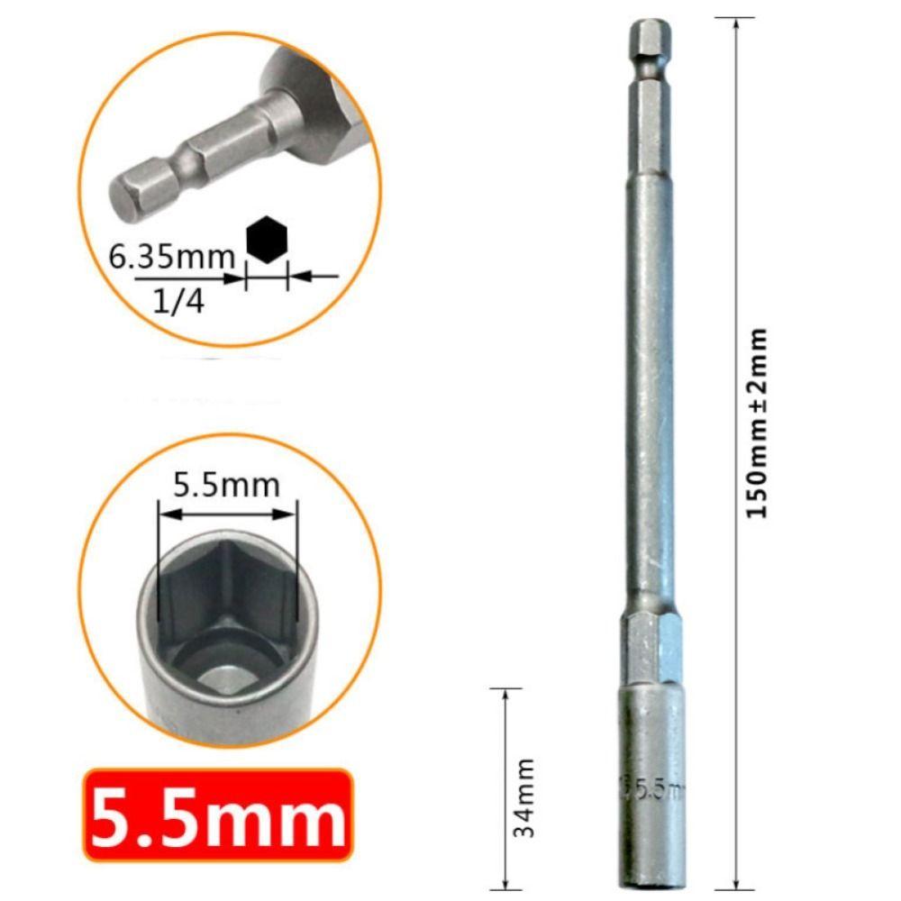 150mm Wrench Extension Sleeve Lengthen Hexagon Nut Driver Socket Wrench  For Electric Screwdriver