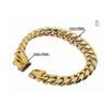 Metal Dog Collar Stainless Steel Pet Choker Gold Link Chain 14mm Wide Lead compatible withSmall Medium Dogs