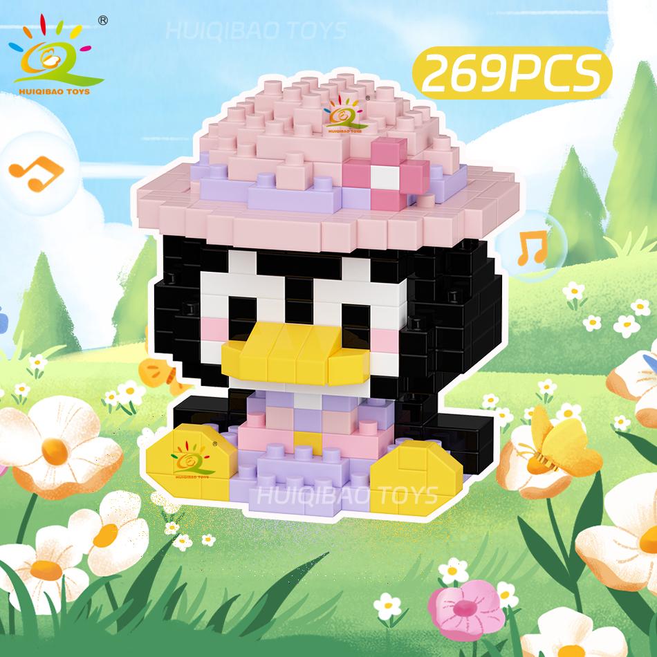 HUIQIBAO MINI Weihnachten Giraffe Capybara Kunst Hut Hund Mikro Baustein Set Stadt Cartoon Tier Diamant Steine Spielzeug Erwachsener