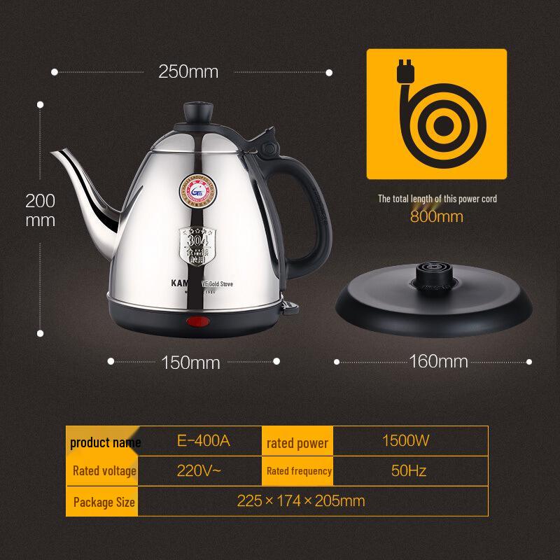 Golden Stove E-400A Electric Kettle, 1.2L Stainless Steel Teapot Tea Set